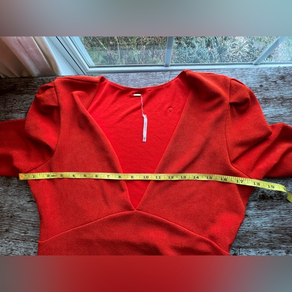 Free People Talk About It Coral Long-sleeve Mini Dress Flare Sleeves Size M - Picture 12 of 12